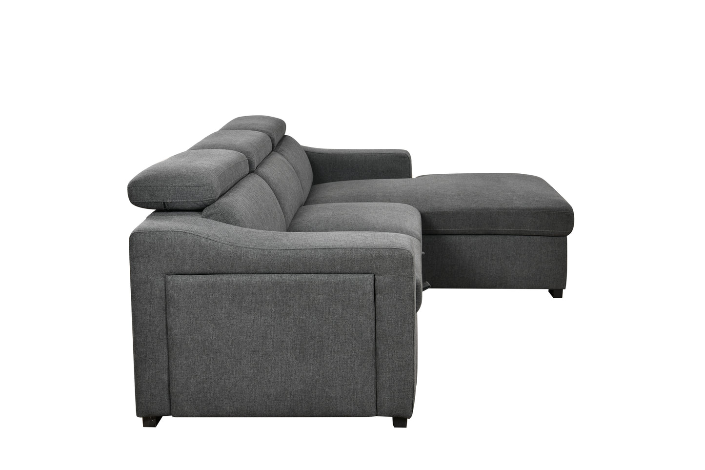 103'' inch Convertible Sectional Sofa with Storage Chaise, Adjustable Headrests, L-shaped Sleeper Corner Sectional Sofa with a Pull-Out Bed ,a USB Charging,and a Cup Holder,Dark Gray