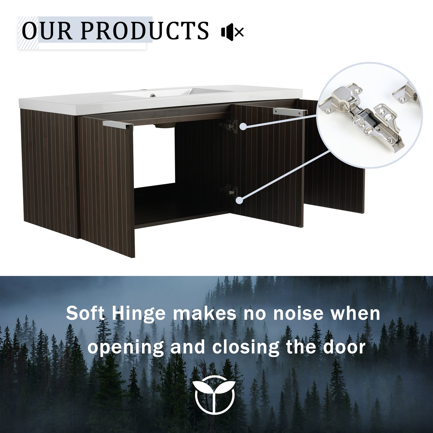 48 Inch Bathroom Cabinet With Resin Sink,Soft Close Doors,Float Mounting Design