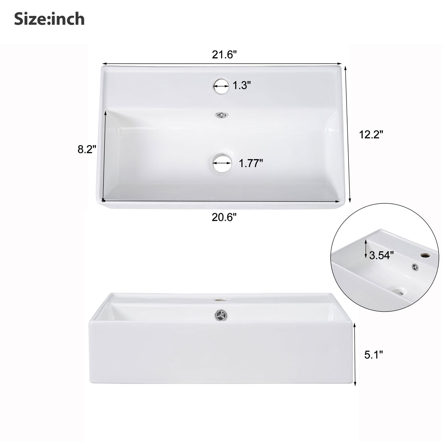 [Video] 21.6 inch Modern Floating Bathroom Vanity with Ceramic Basin - Perfect for Small Bathrooms, Right side storage