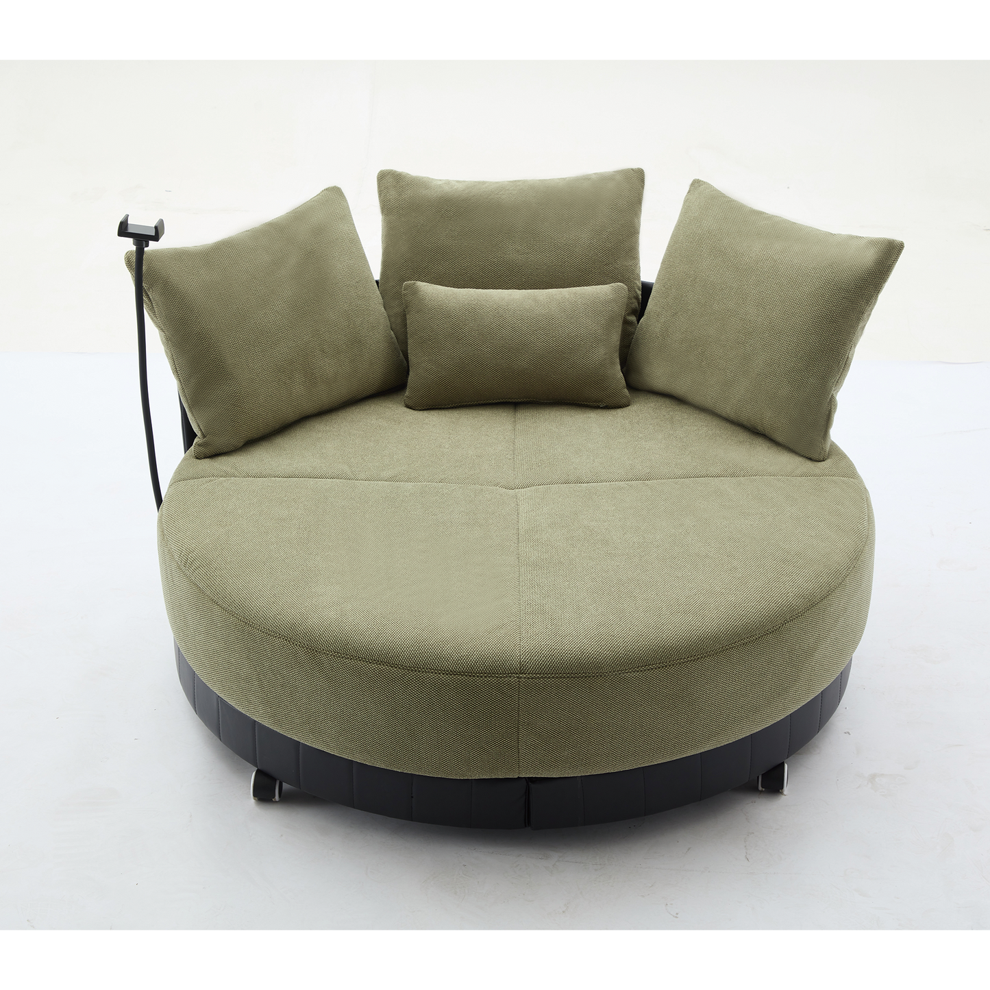 [NEW ARRIVED] [VIDEO PROVIDED]52.75'' Oversized Round Swivel  Chair,360° Swivel Chair, Couples chair,Adjustable phone stand,Swivel Chair,Rotating pulley,Polyester(Anti-Wrinkle),Green