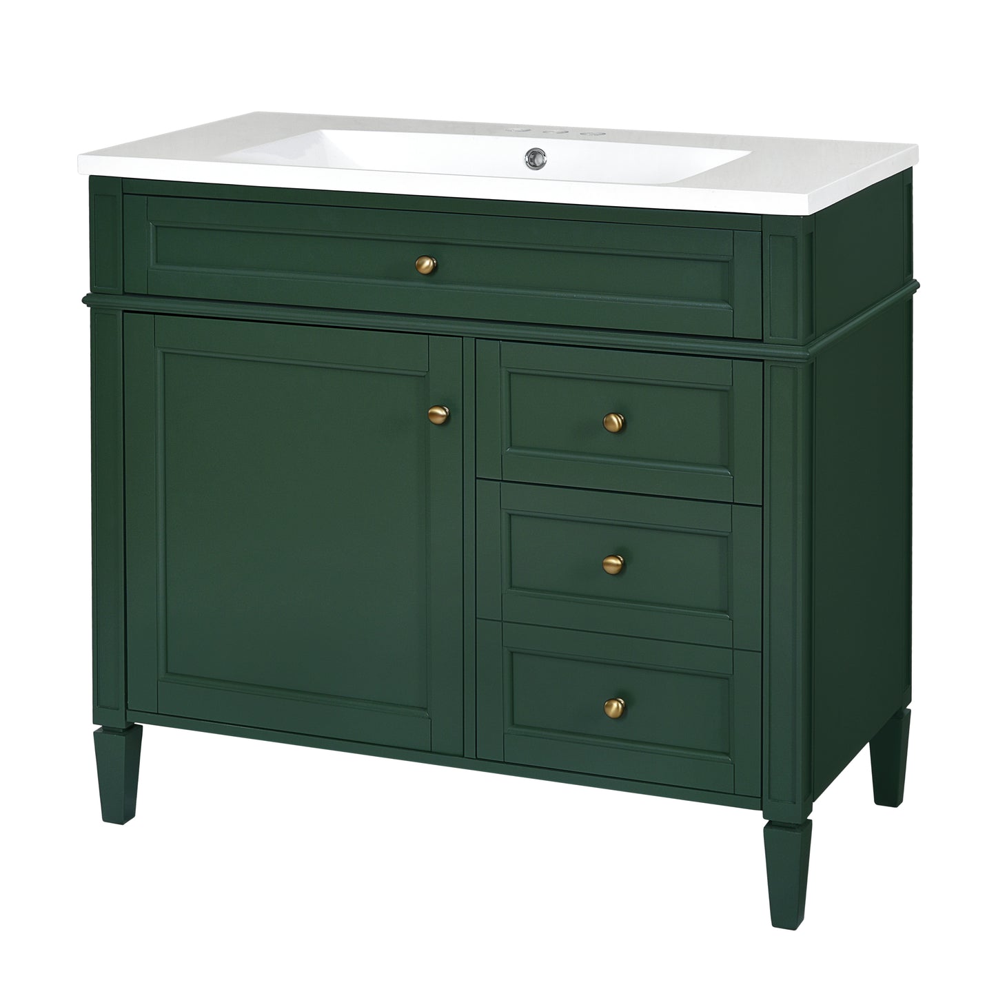 36'' Bathroom Vanity with Top Sink, Modern Bathroom Storage Cabinet with 2 Drawers and a Tip-out Drawer, Single Sink Bathroom Vanity