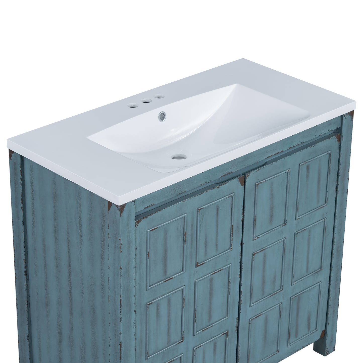 36" Bathroom Vanity Organizer with Sink, Combo Cabinet Set, Bathroom Storage Cabinet, Retro lue