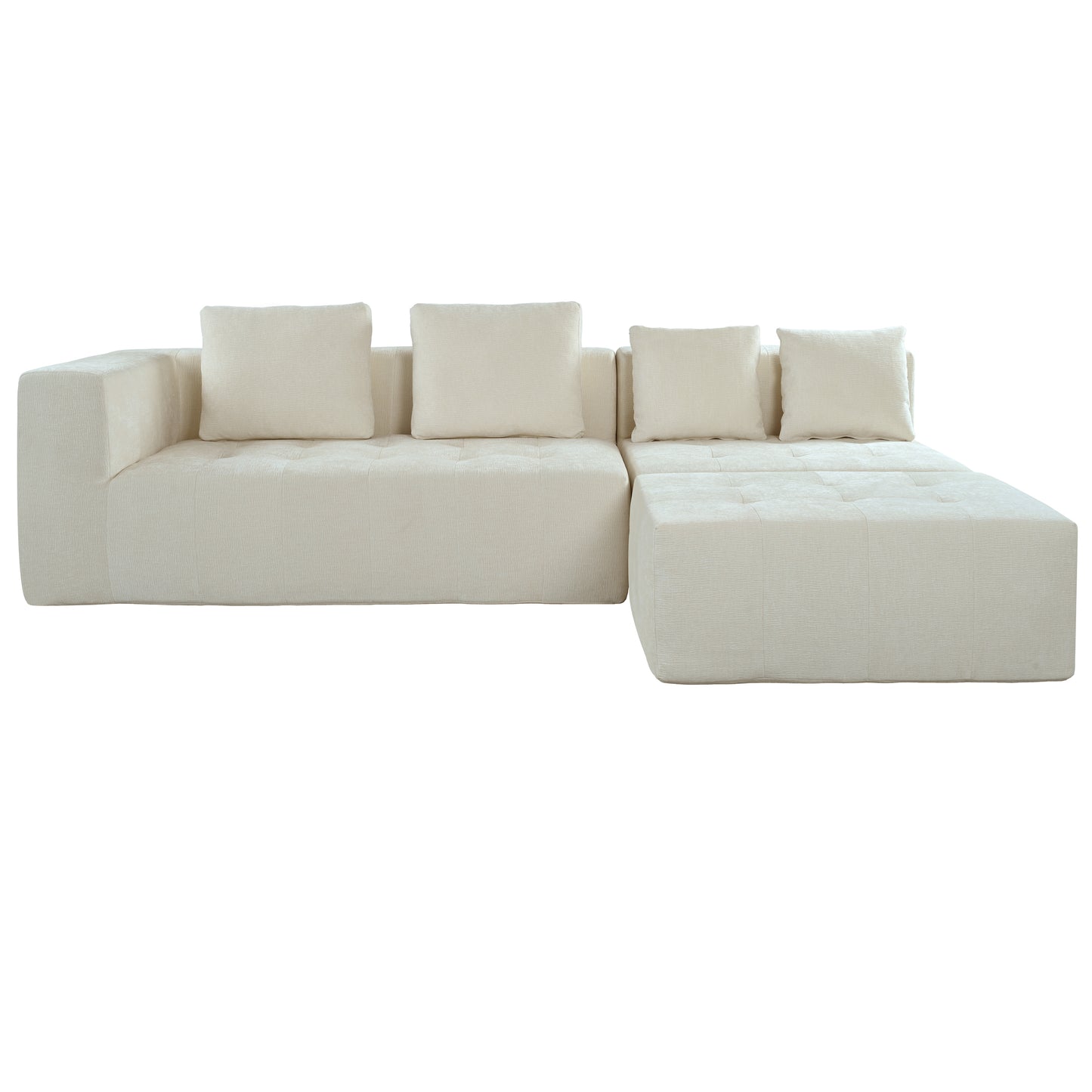 U_Style Modern Large Removable Modular Sofa, 3-Piece Set with Free Combination, Includes 4 Cushions, Ideal for Living Room, Bedroom, Apartment