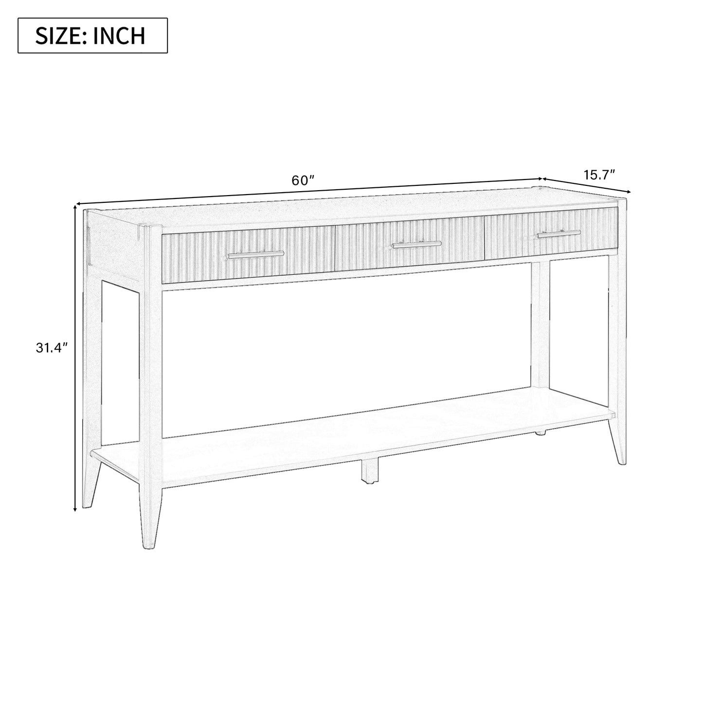 U_STYLE High-Quality Entryway Console Table with Vertical Stripe Drawers, Long Legs,Suitable for Entryway, Hallway, Living Room, Foyer, Corridor