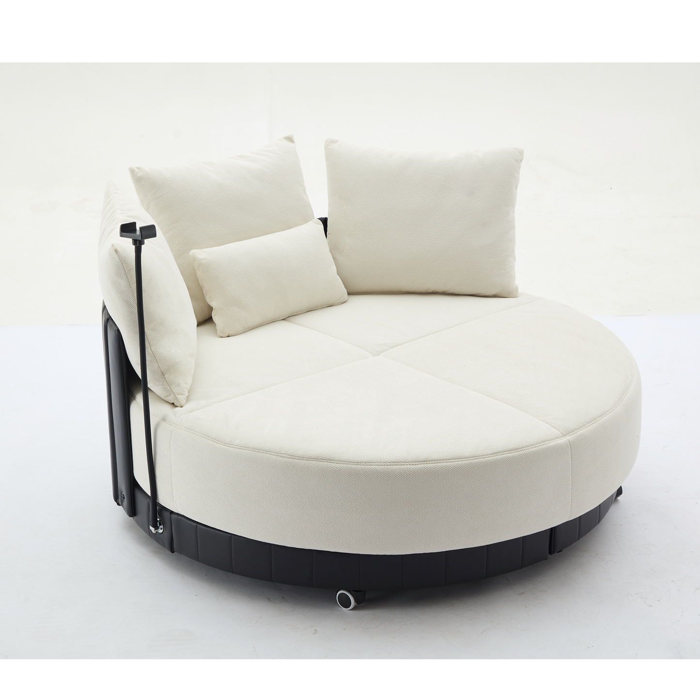 [NEW ARRIVED] [VIDEO PROVIDED]52.75'' Oversized Round Swivel  Chair,360° Swivel Chair, Couples chair,Adjustable phone stand,Swivel Chair,Rotating pulley,Polyester(Anti-Wrinkle),Beige