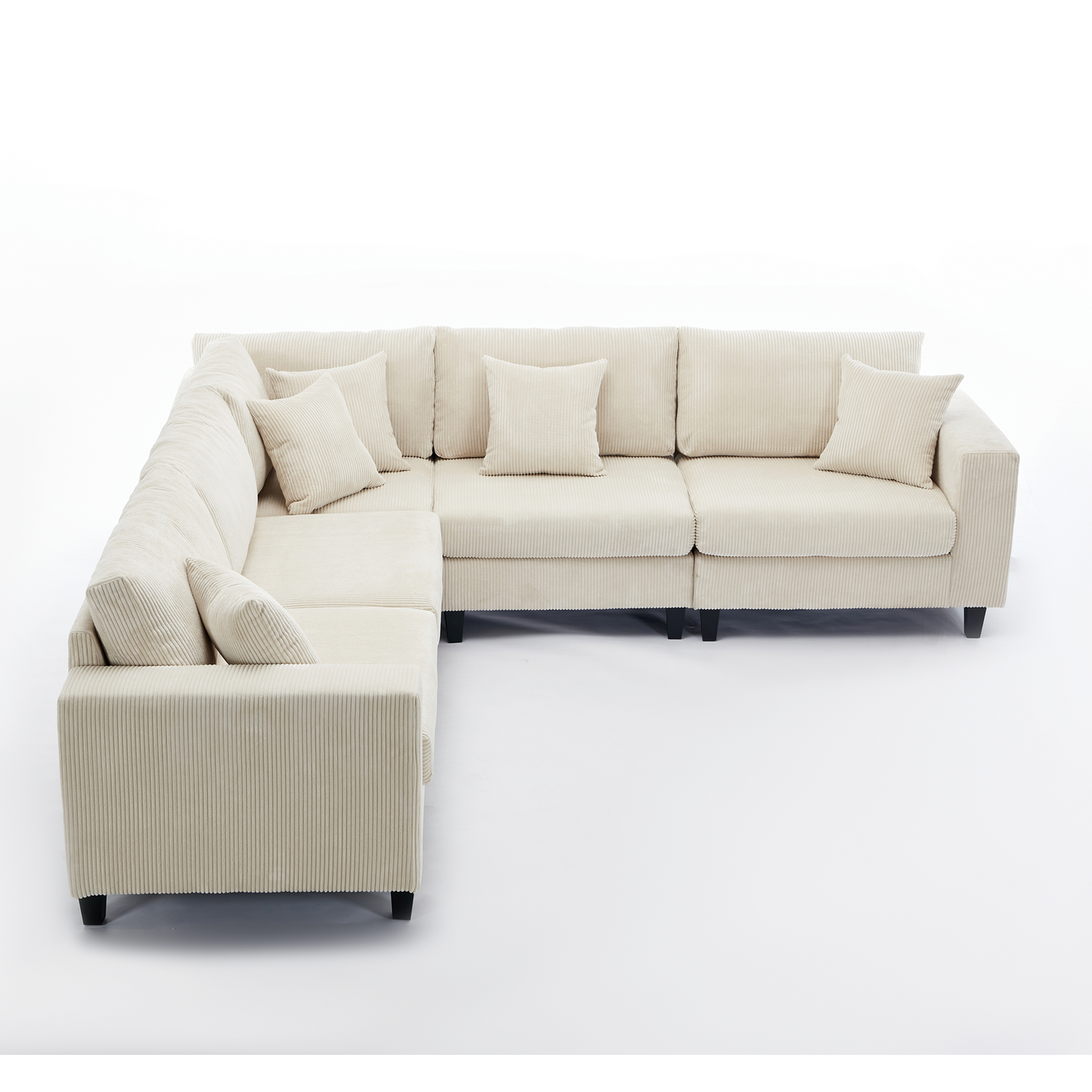 [NEW PACKAGING UPGRADE]Oversized Modular Sectional Sofa Set, L Shaped Couch,Corduroy ,Upholstered,Deep Seat,,5 Seat,5 Throw pillow and 6 back cushion,Living Room, Apartment ,Beige