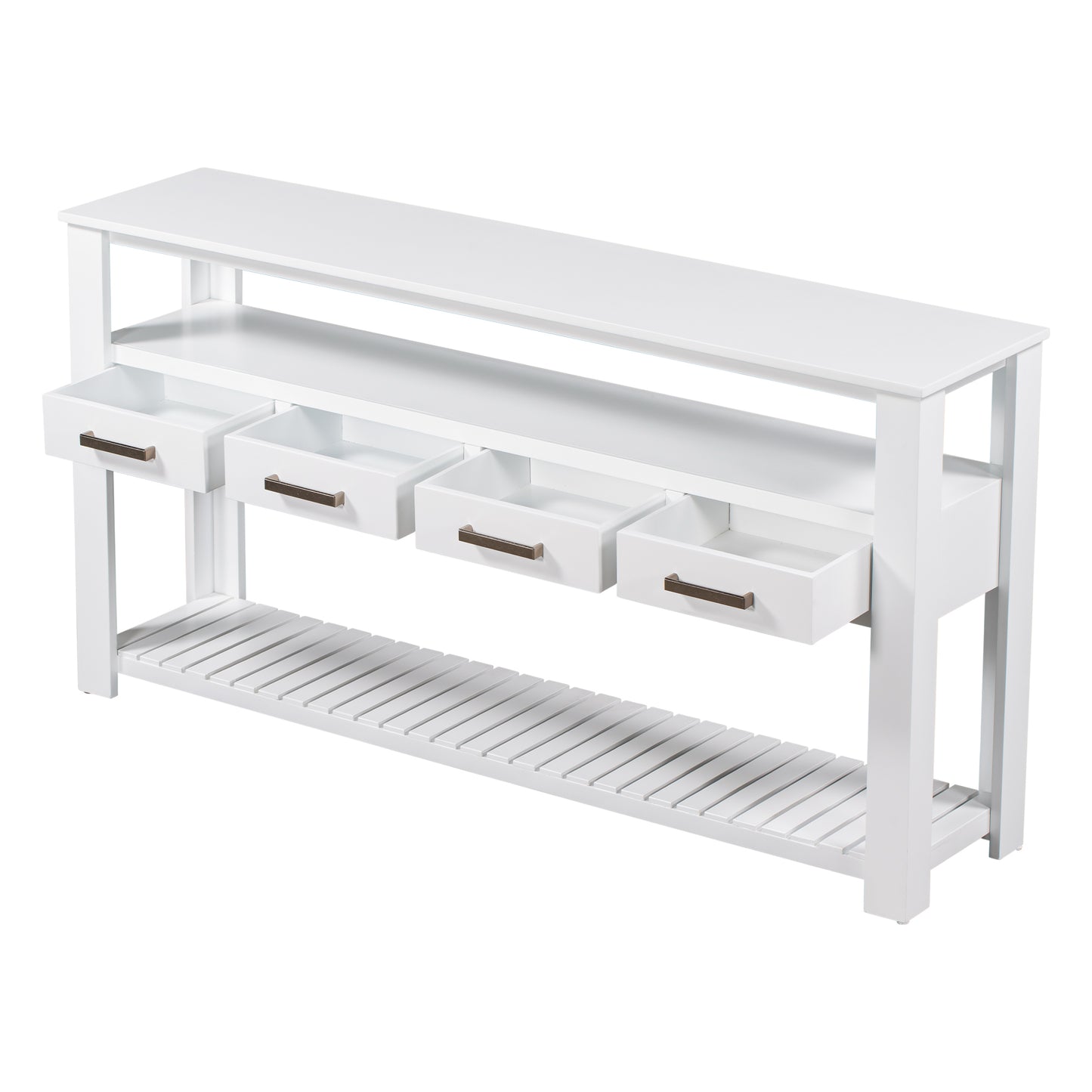 U_STYLE 62.2'' Modern Console Table Sofa Table for Living Room with 4 Drawers and 2 Shelves