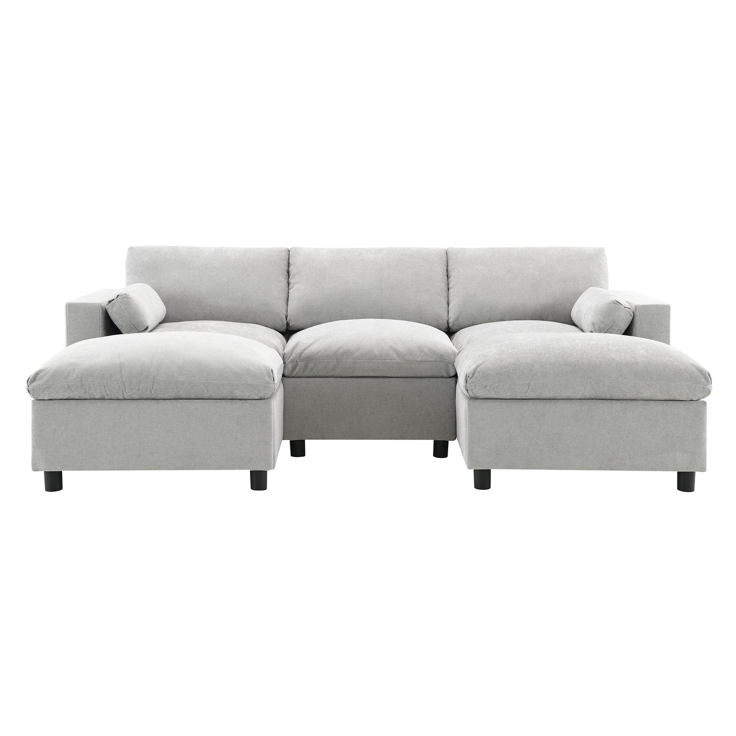 [VIDEO provided][New]86.5''Chenille Sectional Sofa with Storage Pockets, 5 Seat U Shaped Sleeper Couch Set,2 PIC Free Combination,Convertible Sofa Bed with Ottoman for Living Room,Apartment,3 Colors