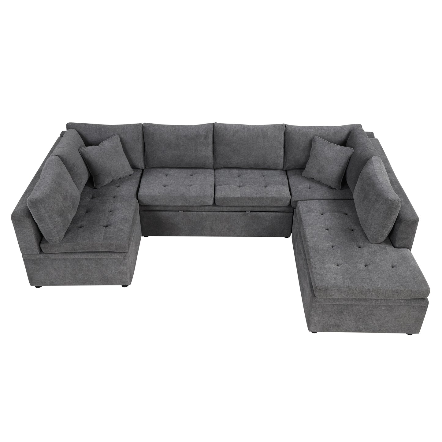 117.3" Oversized Sectional Sofa U- shaped Sofa Couch Pull-out Sofa Bed with Two Throw Pillows for Living Room, Gray