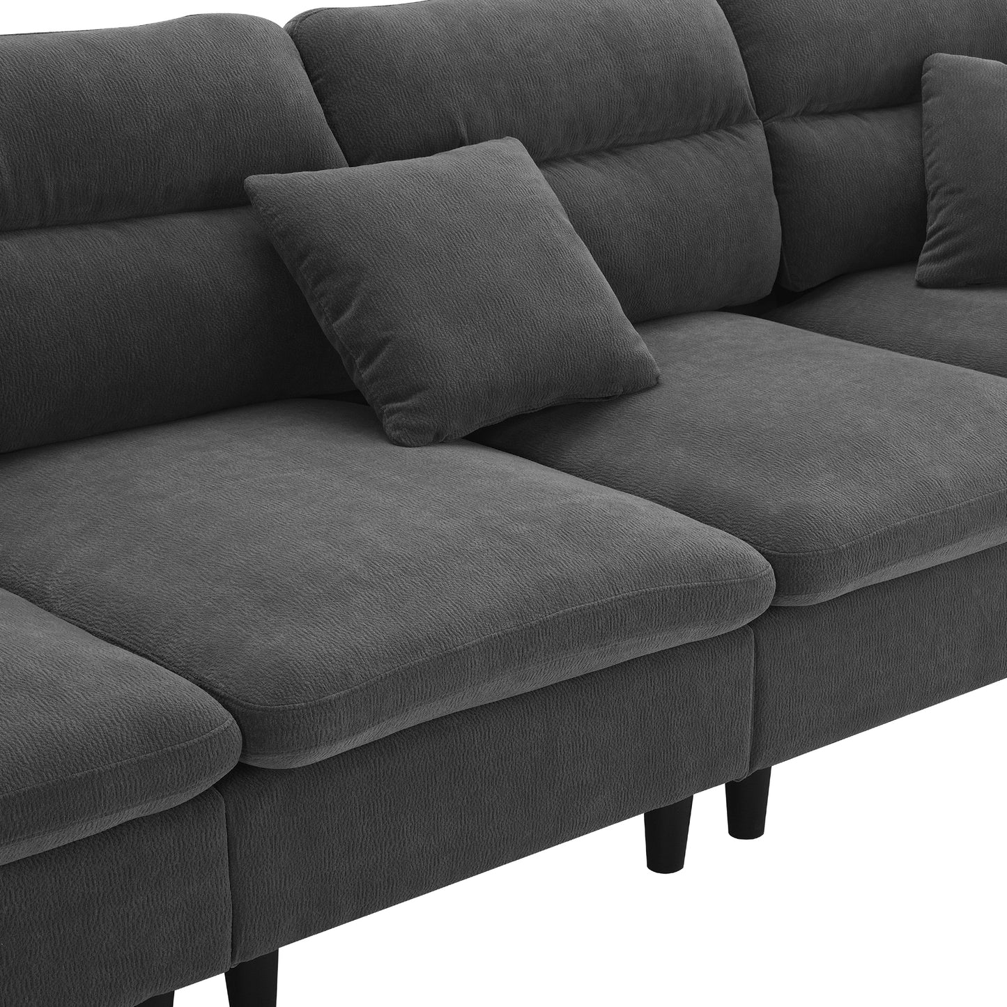 [VIDEO provided][New]110*62" Modern Convertible Sectional Sofa,L-shaped Reversible Couch Set with Free Pillows,5 Seat Cloud Chenille Indoor Furniture with Ottoman for Living Room,Apartment,3 Colors