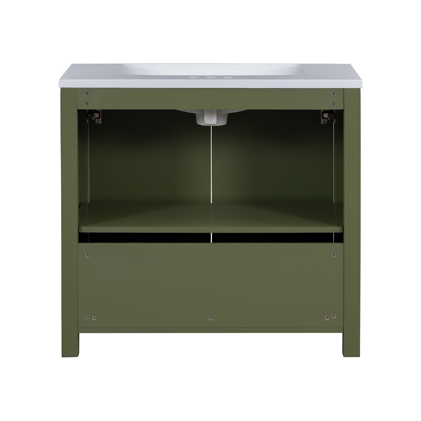 36" Bathroom Vanity Organizer with Sink, Combo Cabinet Set, Bathroom Storage Cabinet, Olive Green