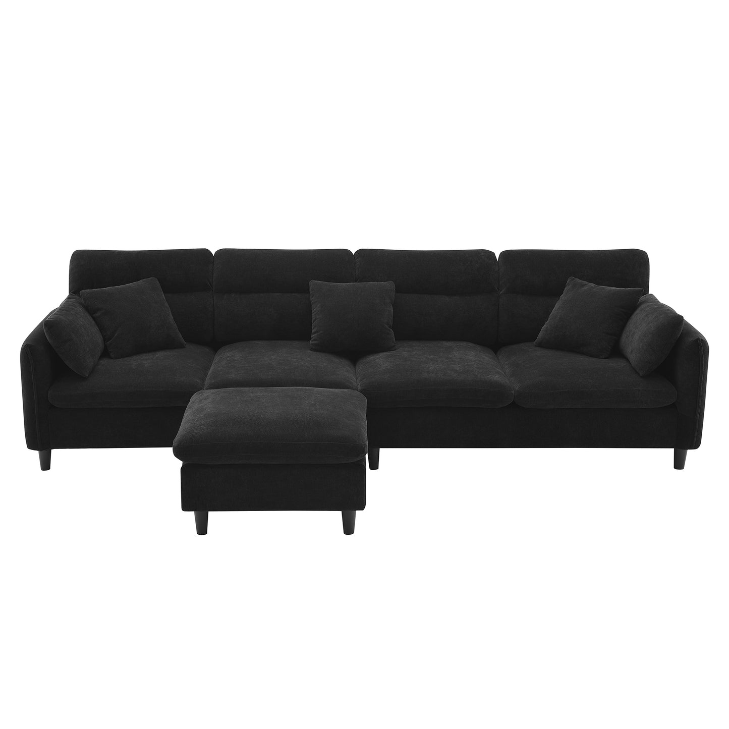 [VIDEO provided][New]110*62" Modern Convertible Sectional Sofa,L-shaped Reversible Couch Set with Free Pillows,5 Seat Cloud Chenille Indoor Furniture with Ottoman for Living Room,Apartment,3 Colors