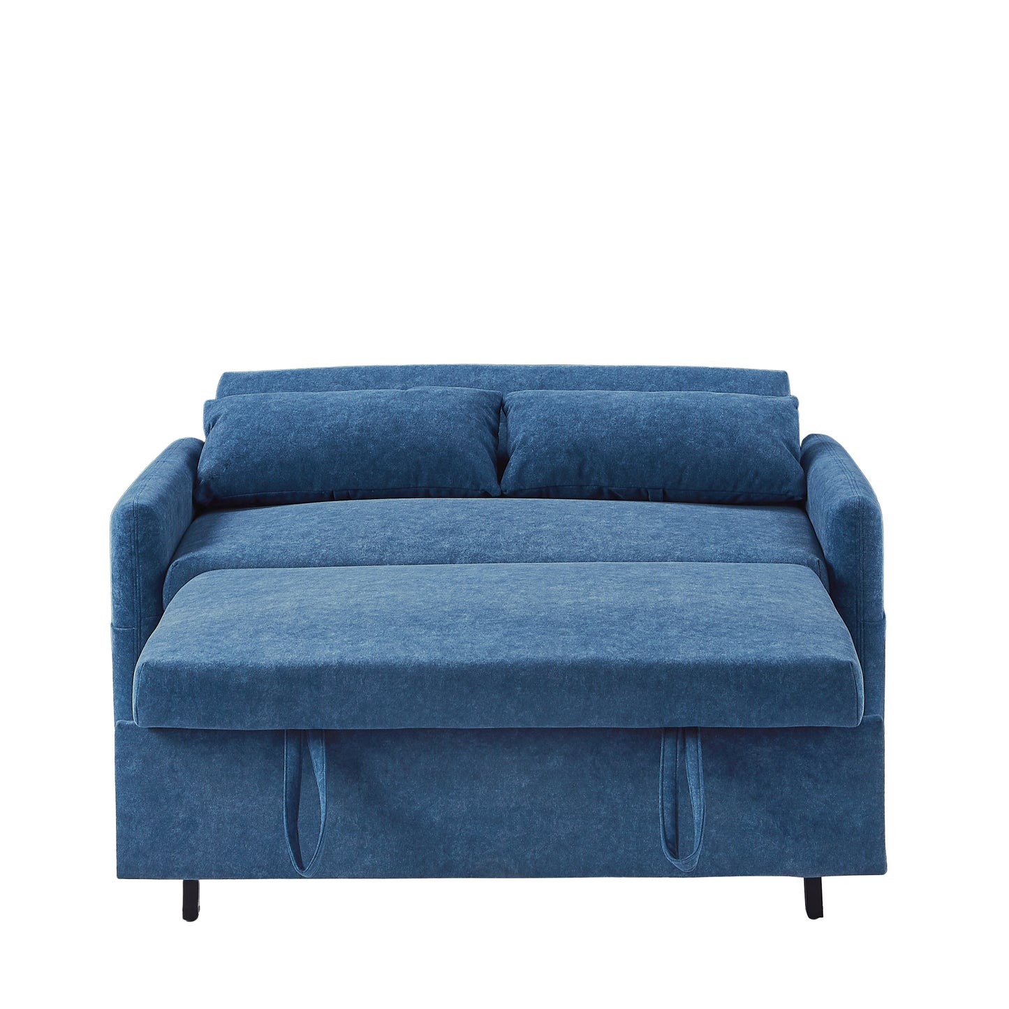 55.1" Pull Out Sleep Sofa Bed Loveseats Sofa Couch with Adjsutable Backrest, Storage Pockets, 2 Soft Pillows, USB Ports for Living Room, Bedroom, Apartment, Office, Blue (Old SKU: WF315689AAC)