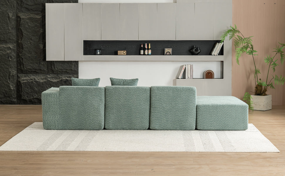 116.5" Sectional Sofa Full-compressed Sofa Couch Free-combined Sofa for Living Room, Green