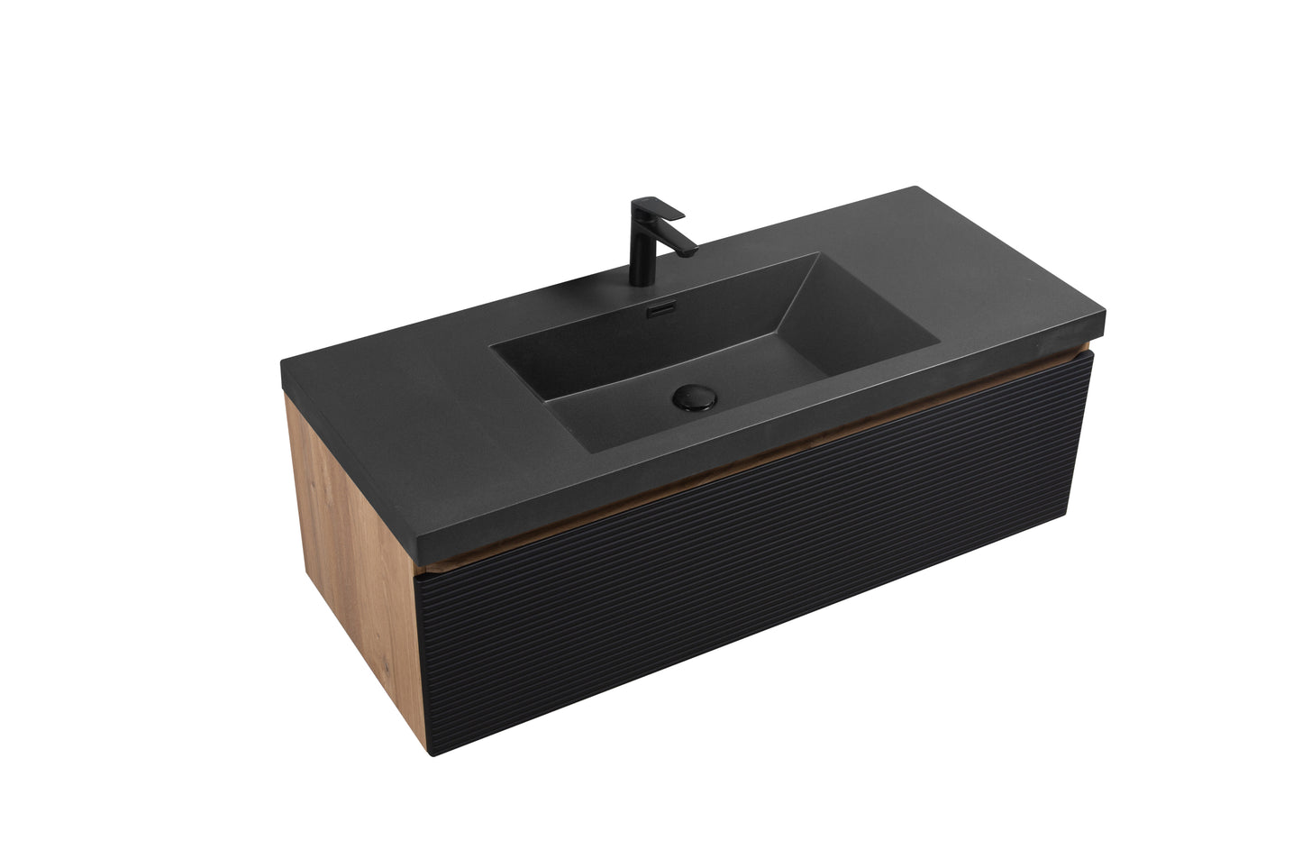 48" Floating Bathroom Vanity with Sink, Modern Wall-Mounted Bathroom Storage Vanity Cabinet with Countertop and Soft Close Drawers, Ink Black CRUIS-48