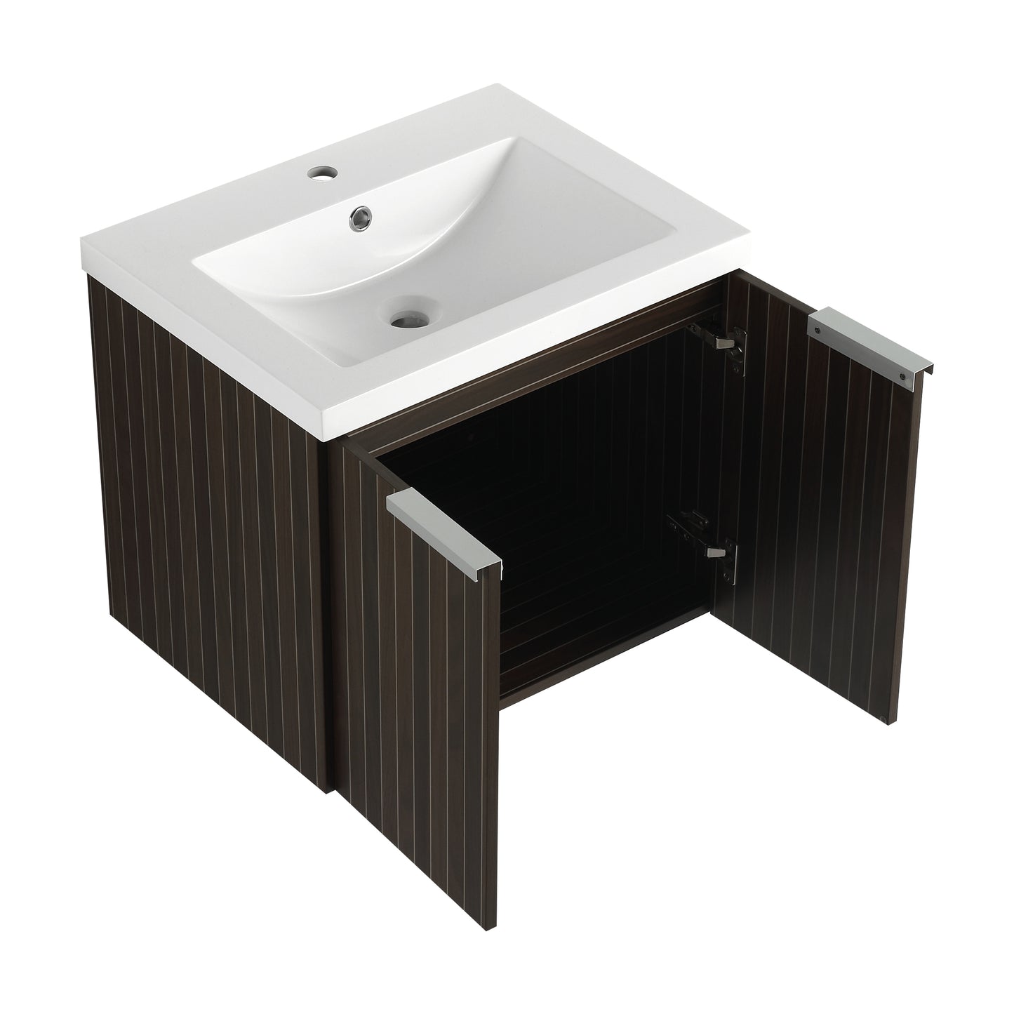 24 Inch Bathroom Cabinet With Resin Sink,Soft Close Doors,Float Mounting Design, For Small Bathroom