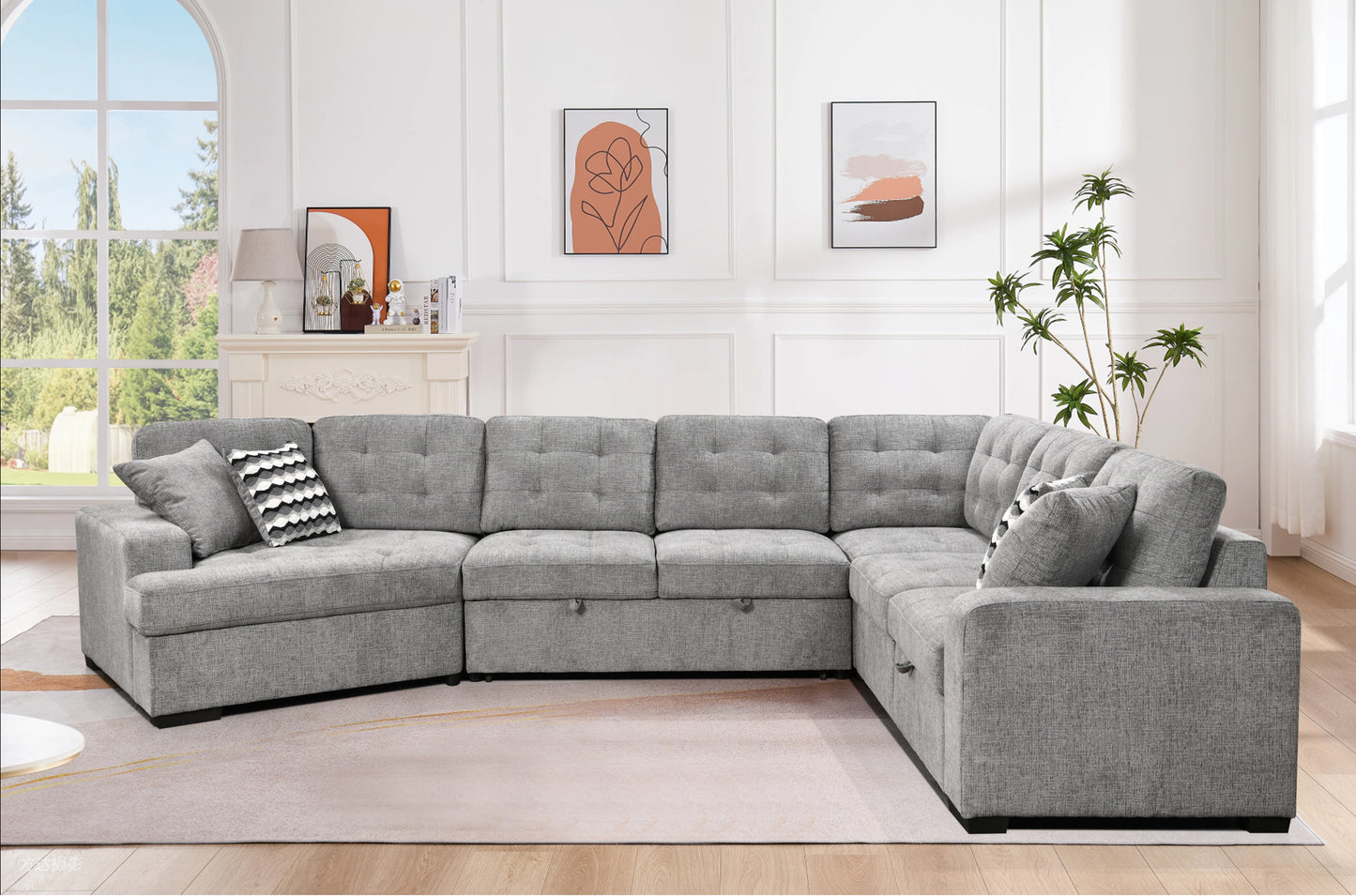 149" Oversized Sectional Modern Large Upholstered U-Shape Sectional Sofa, Extra Wide Chaise Lounge Couch for Home, Bedroom, Apartment, Dorm, Office, Grey