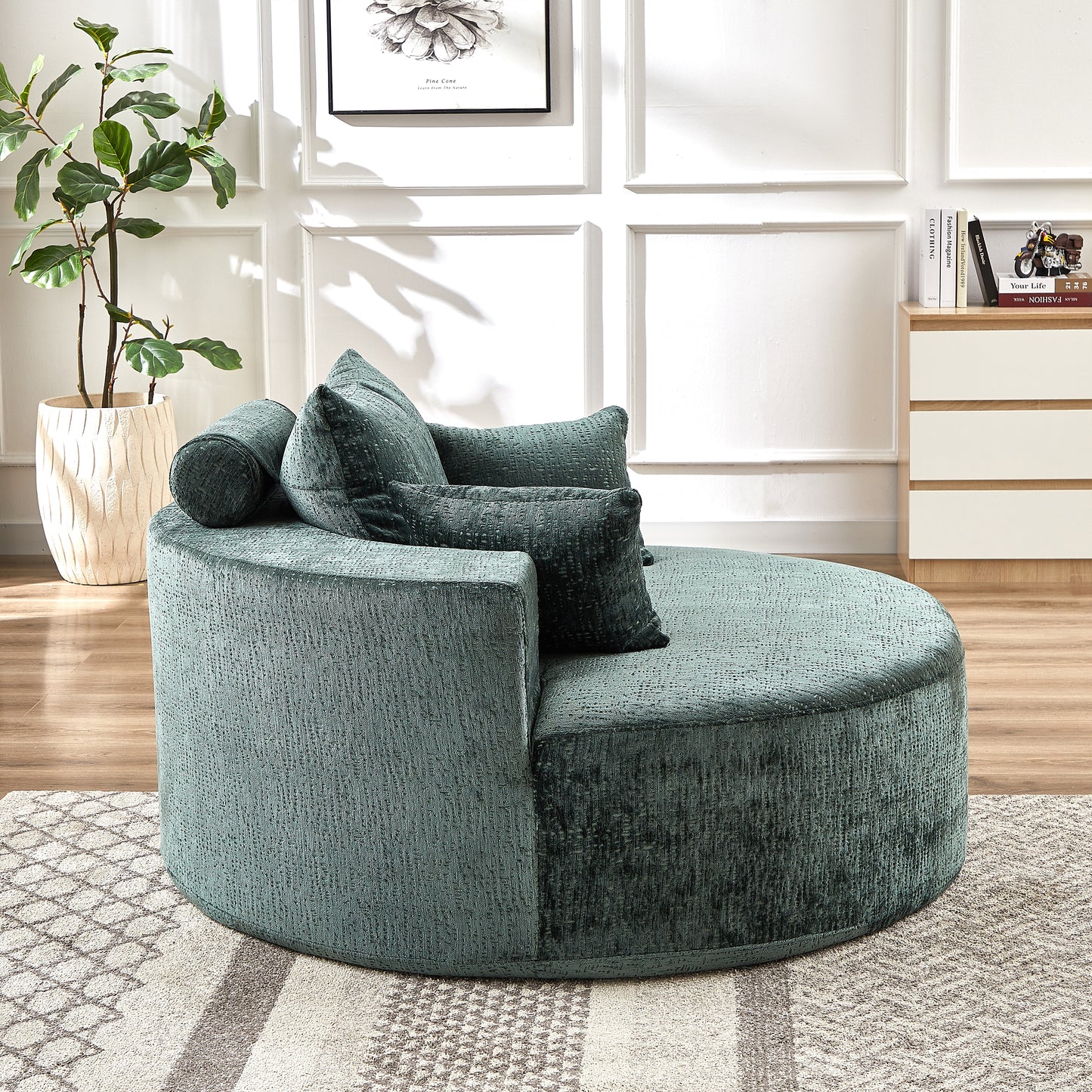 55''L Chenille Sponge single sofa,No Assembly Required,Fluffy Modern Sleeper Chair for Living room, Bedroom, Lounge and Projection Room(Not a swivel chair.)