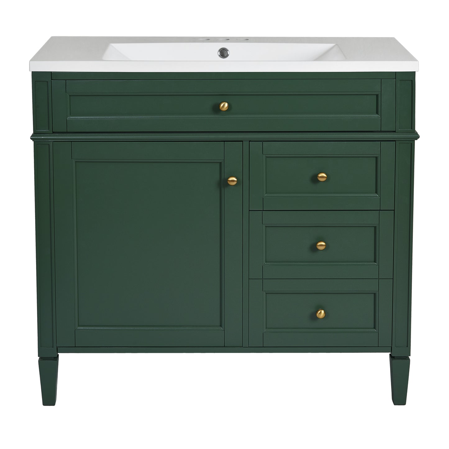 36'' Bathroom Vanity with Top Sink, Modern Bathroom Storage Cabinet with 2 Drawers and a Tip-out Drawer, Single Sink Bathroom Vanity