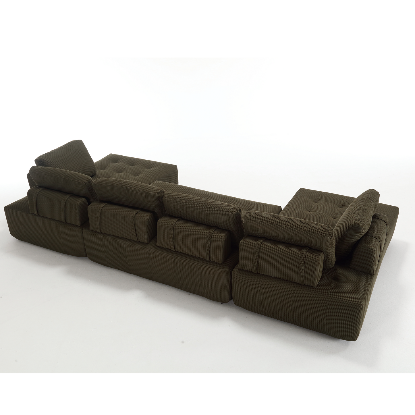 [NEW ARRIVED] [VIDEO PROVIDED]138.5 "Modular Combination Sofa, U-shaped Sofa, Living Room, Apartment, Upholstered ,6-seat Sofa, Free Combination Sofa (Mesh Fabric), Breathable Fabric,Green