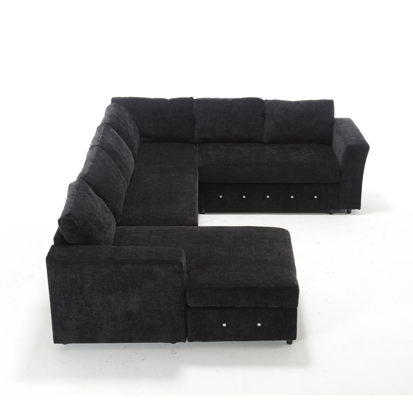 [NEW ARRIVED] [VIDEO PROVIDED]110.75" Sectional Sofa,Oversized modular sofa,Chaise Storage, Modern U Shaped  Couch , Upholstered Sofas,Chenille,Crystal button , Living Room, Apartment, Black