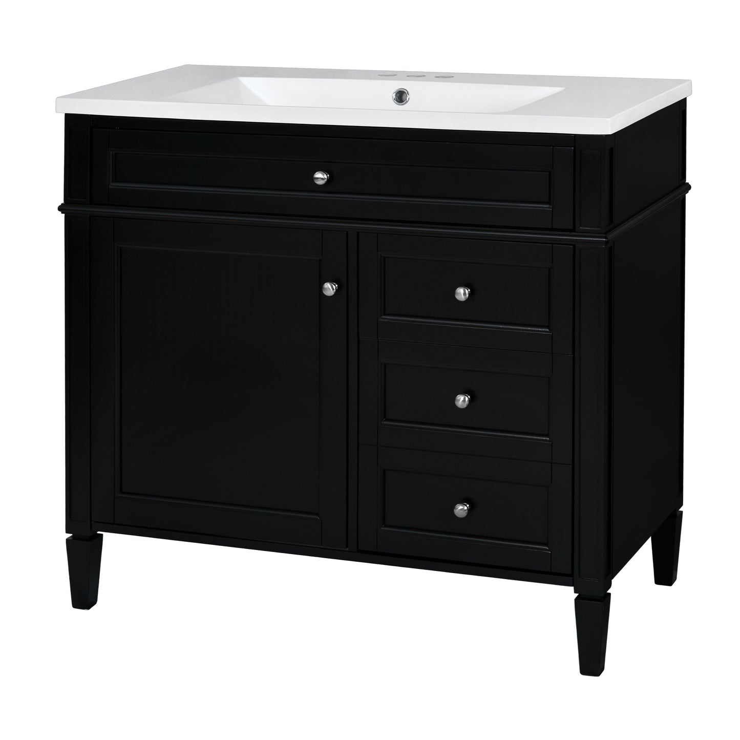 36'' Bathroom Vanity with Top Sink, Modern Bathroom Storage Cabinet with 2 Drawers and a Tip-out Drawer, Single Sink Bathroom Vanity