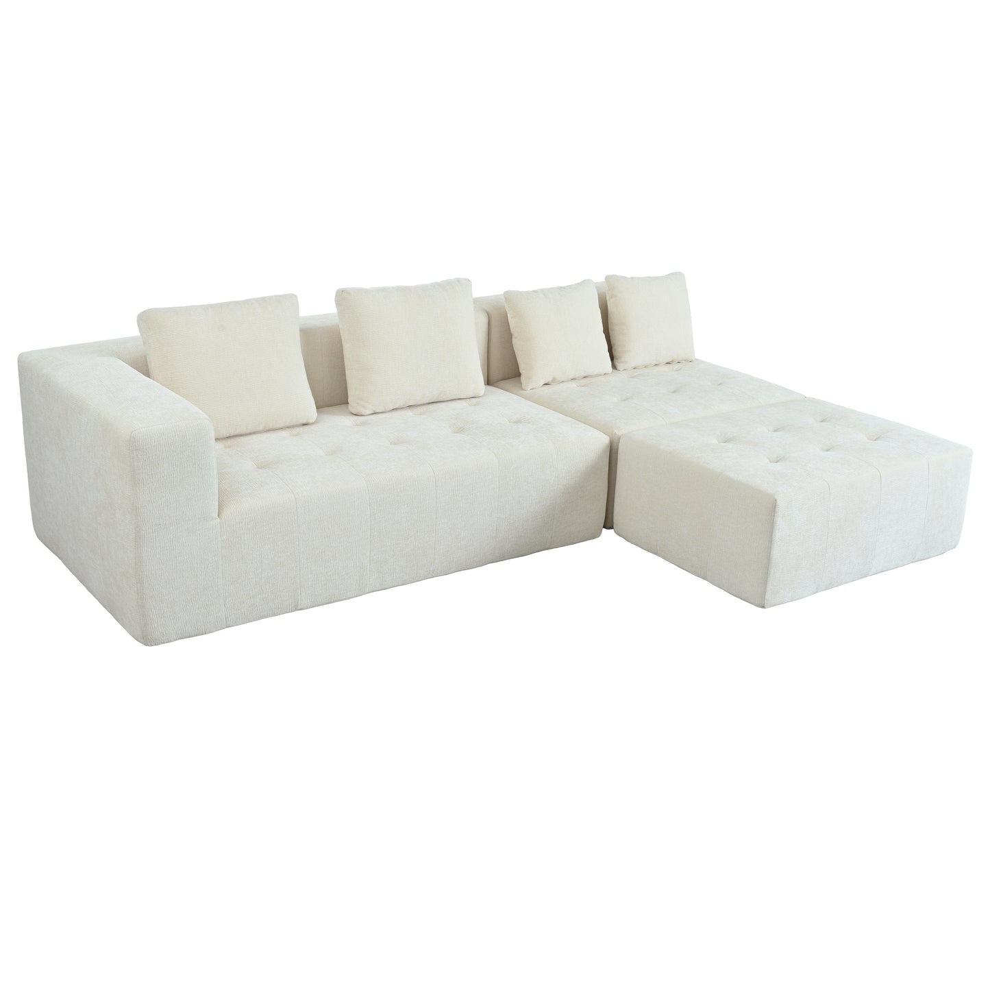 U_Style Modern Large Removable Modular Sofa, 3-Piece Set with Free Combination, Includes 4 Cushions, Ideal for Living Room, Bedroom, Apartment