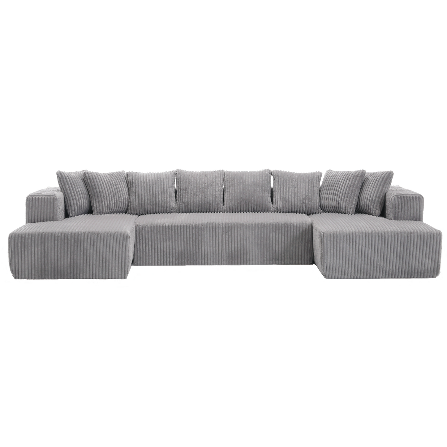 [NEW ARRIVED] [VIDEO PROVIDED]131'' Modular Sectional Couch, U-shaped sofa , Chaise Lounge, Striped fabric,Upholstered 4 Seater Couch for Living Room, Bedroom, Free Combination Sofa (Corduroy), Gray