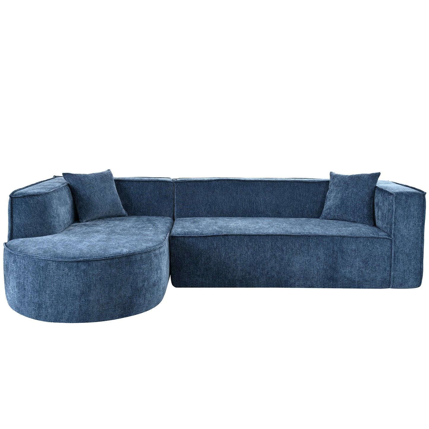 U_Style Modern Style Sectional Sofa,Sponge Sectional Sofa Couch,Modular L-Shape Sofa Couch with Elegant curved design and luxurious chenille fabric,two throw pillows,for Living Room, Study