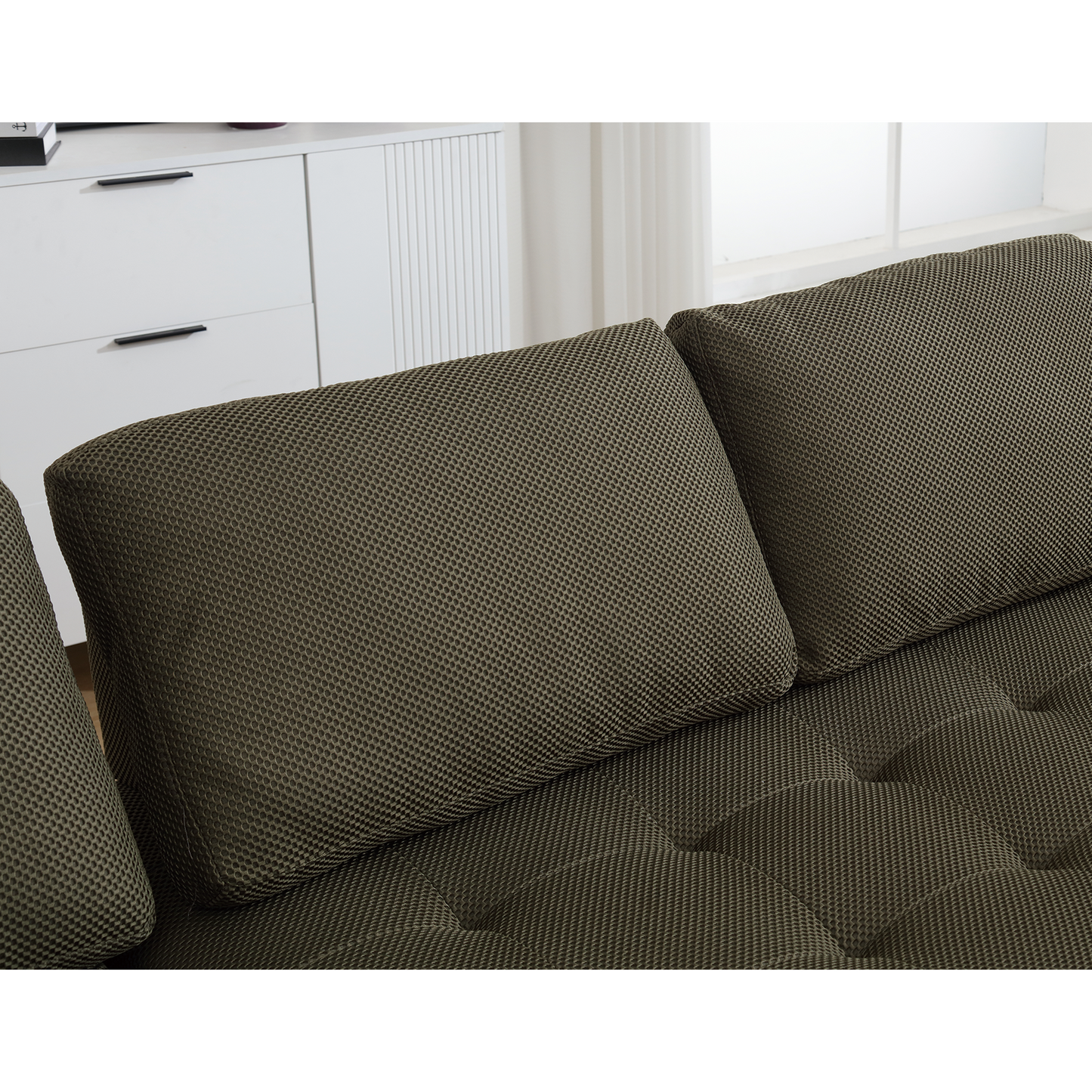 [NEW ARRIVED] [VIDEO PROVIDED]138.5 "Modular Combination Sofa, U-shaped Sofa, Living Room, Apartment, Upholstered ,6-seat Sofa, Free Combination Sofa (Mesh Fabric), Breathable Fabric,Green