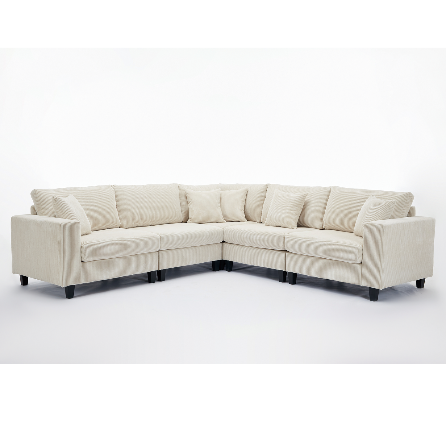 [NEW PACKAGING UPGRADE]Oversized Modular Sectional Sofa Set, L Shaped Couch,Corduroy ,Upholstered,Deep Seat,,5 Seat,5 Throw pillow and 6 back cushion,Living Room, Apartment ,Beige