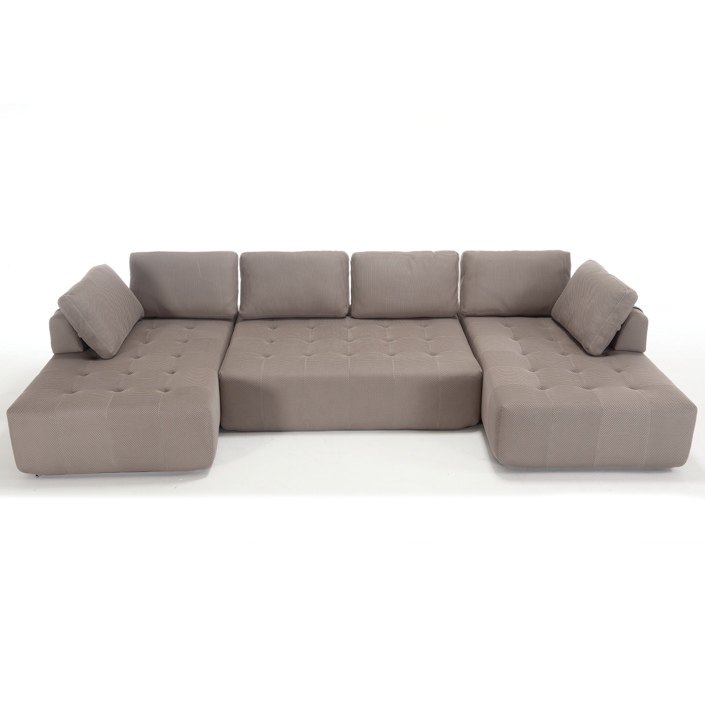 [NEW ARRIVED] [VIDEO PROVIDED]138.5 "Modular Combination Sofa, U-shaped Sofa, Living Room, Apartment, Upholstered ,6-seat Sofa, Free Combination Sofa (Mesh Fabric), Breathable Fabric, Gray