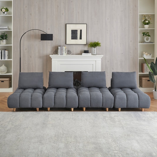 120 inches long, Teddy Sofa Fabric, with spacious and comfortable seats, for Apartment Office Living Room -Gray