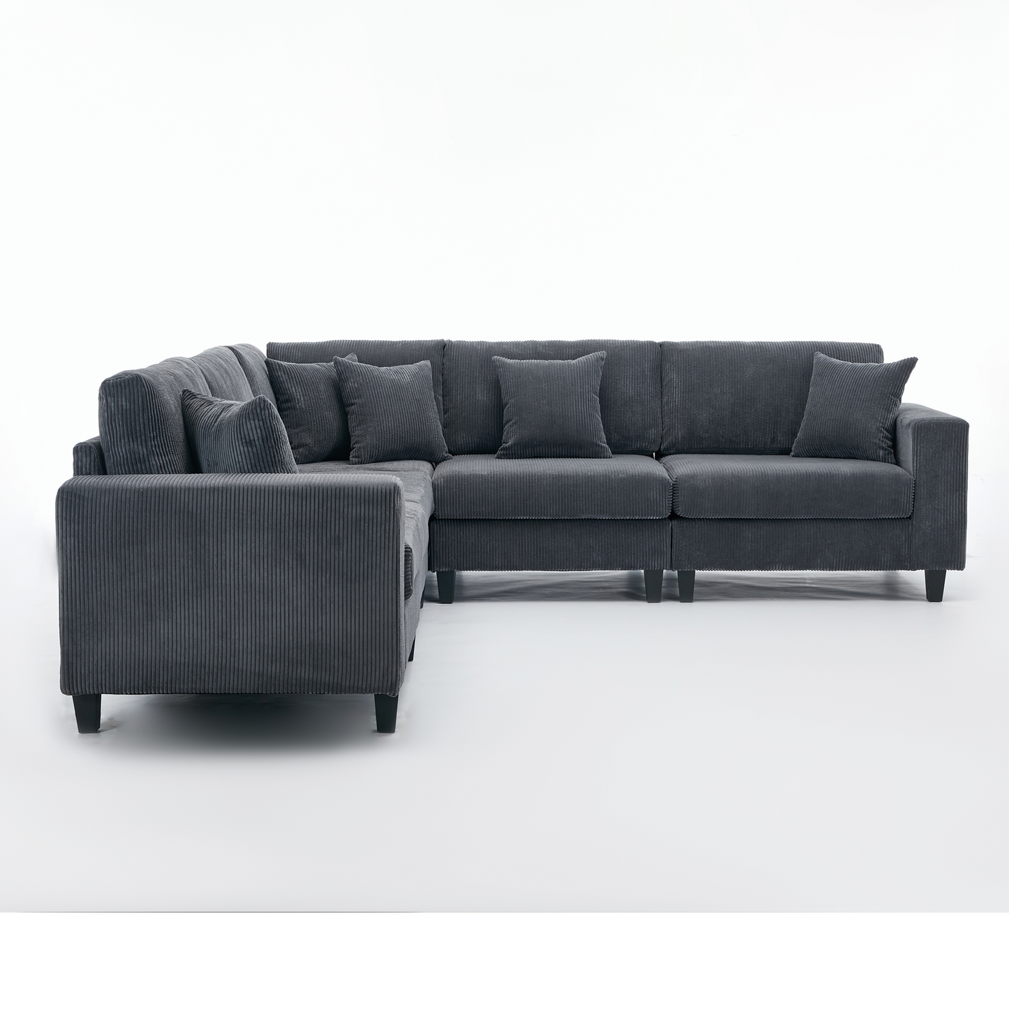 [NEW PACKAGING UPGRADE]Oversized Modular Sectional Sofa Set, L Shaped Couch,Corduroy ,Upholstered,Deep Seat,,5 Seat,5 Throw pillow and 6 back cushion,Living Room, Apartment , Gray