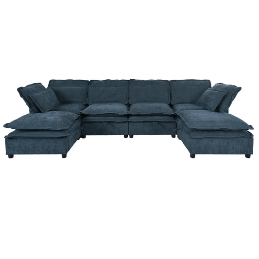 U_Style Double-Layer Cushion Modern Large U-Shaped Modular Sofa, Freely Combinable 6-Seater with Storage Function, Convertible to Sofa Bed, Perfect for Living Rooms, Offices, and Apartments