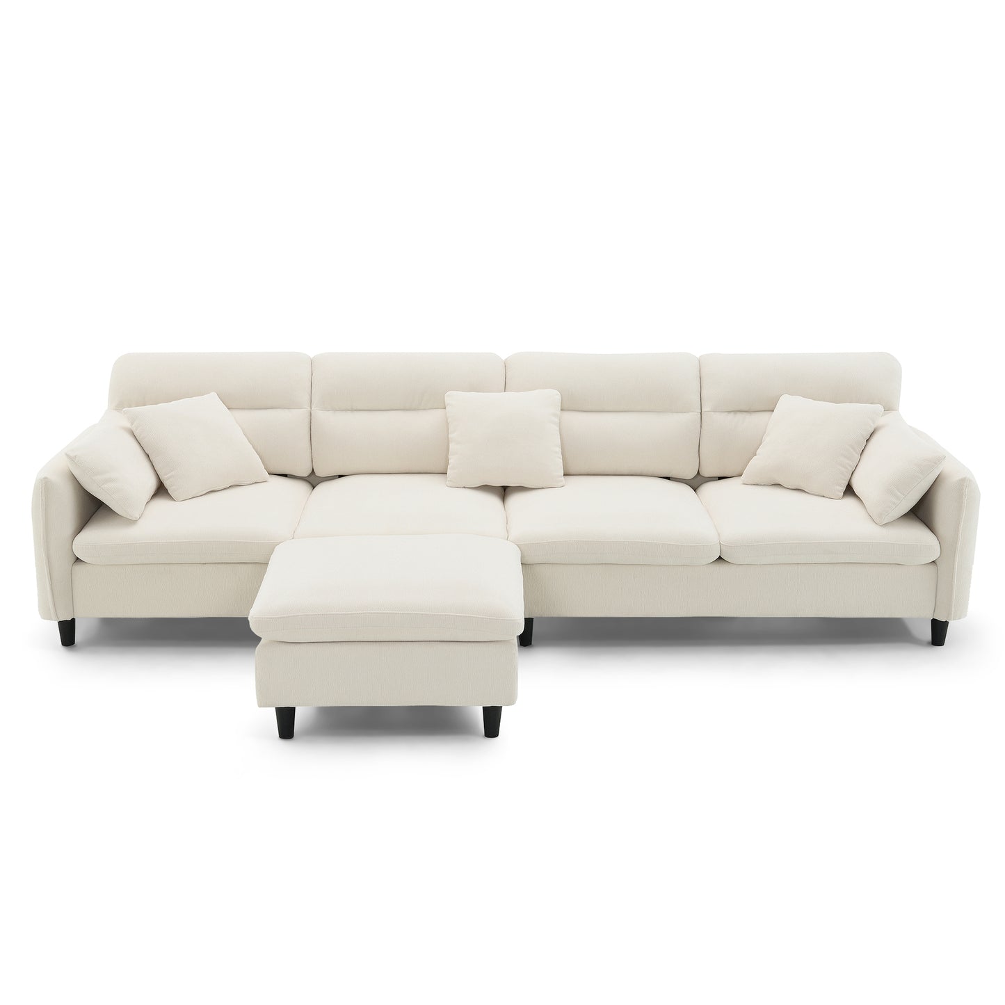 [VIDEO provided][New]110*62" Modern Convertible Sectional Sofa,L-shaped Reversible Couch Set with Free Pillows,5 Seat Cloud Chenille Indoor Furniture with Ottoman for Living Room,Apartment,3 Colors