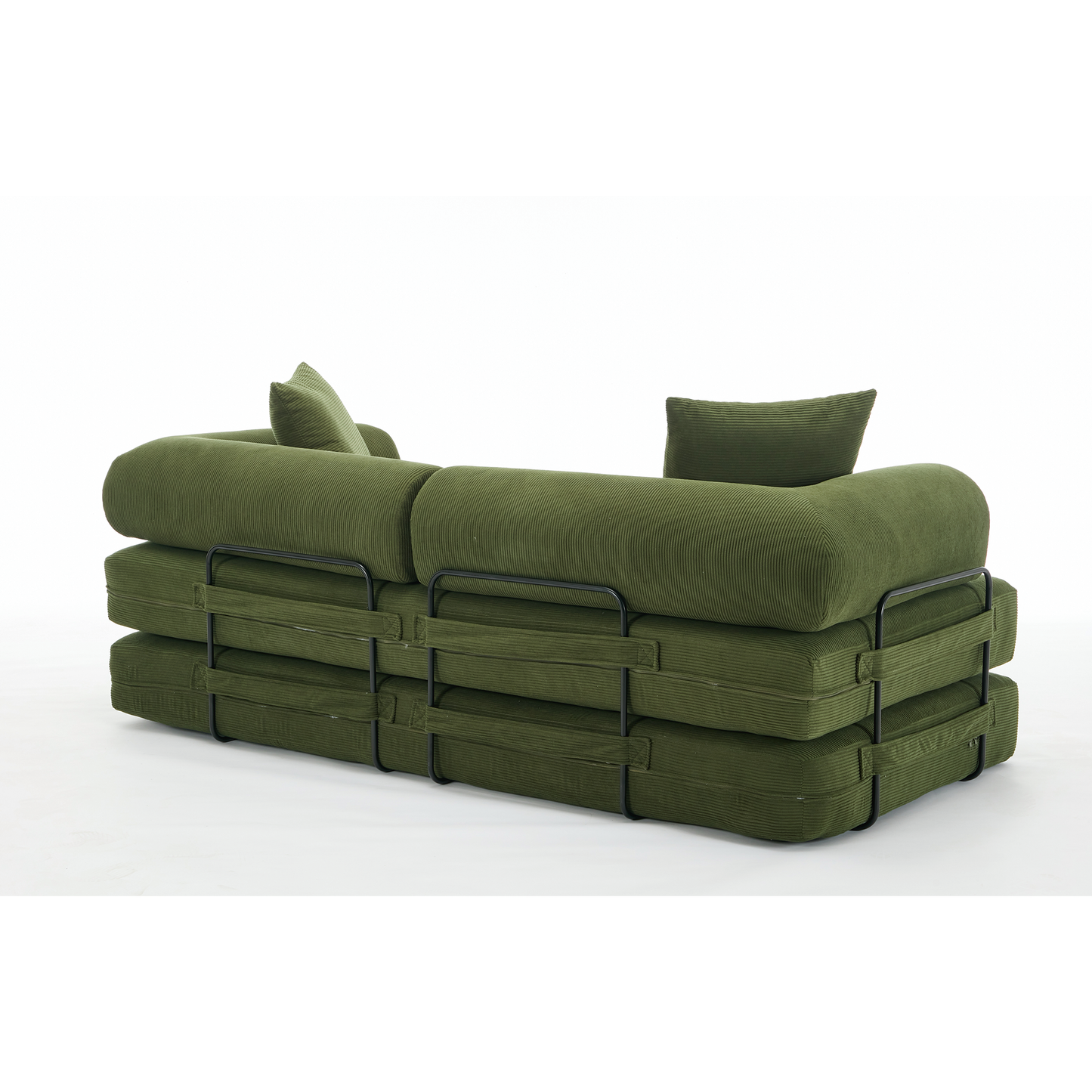 [NEW ARRIVED] [VIDEO PROVIDED] 78.5" Folding Convertible Out Sleeper Sofa Bed,4-in-1 DIY Combination Convertible  Sofa, 3 seat, Folding Sleeper Sofa, King Size , Bedroom,Apartment,Corduroy,Green