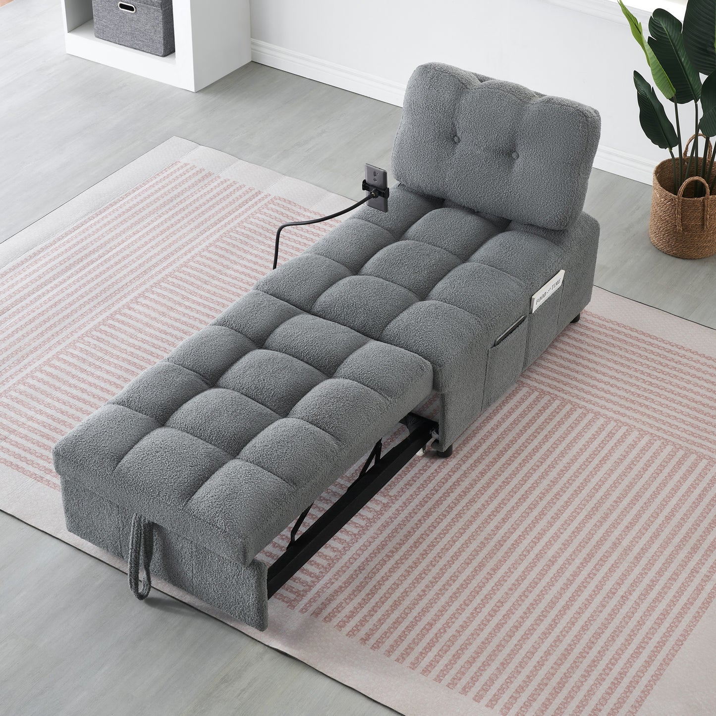 40.20 inches long, Teddy Sofa Fabric,a convertible sofa-cum-bed, for Apartment Office Living Room - Gray