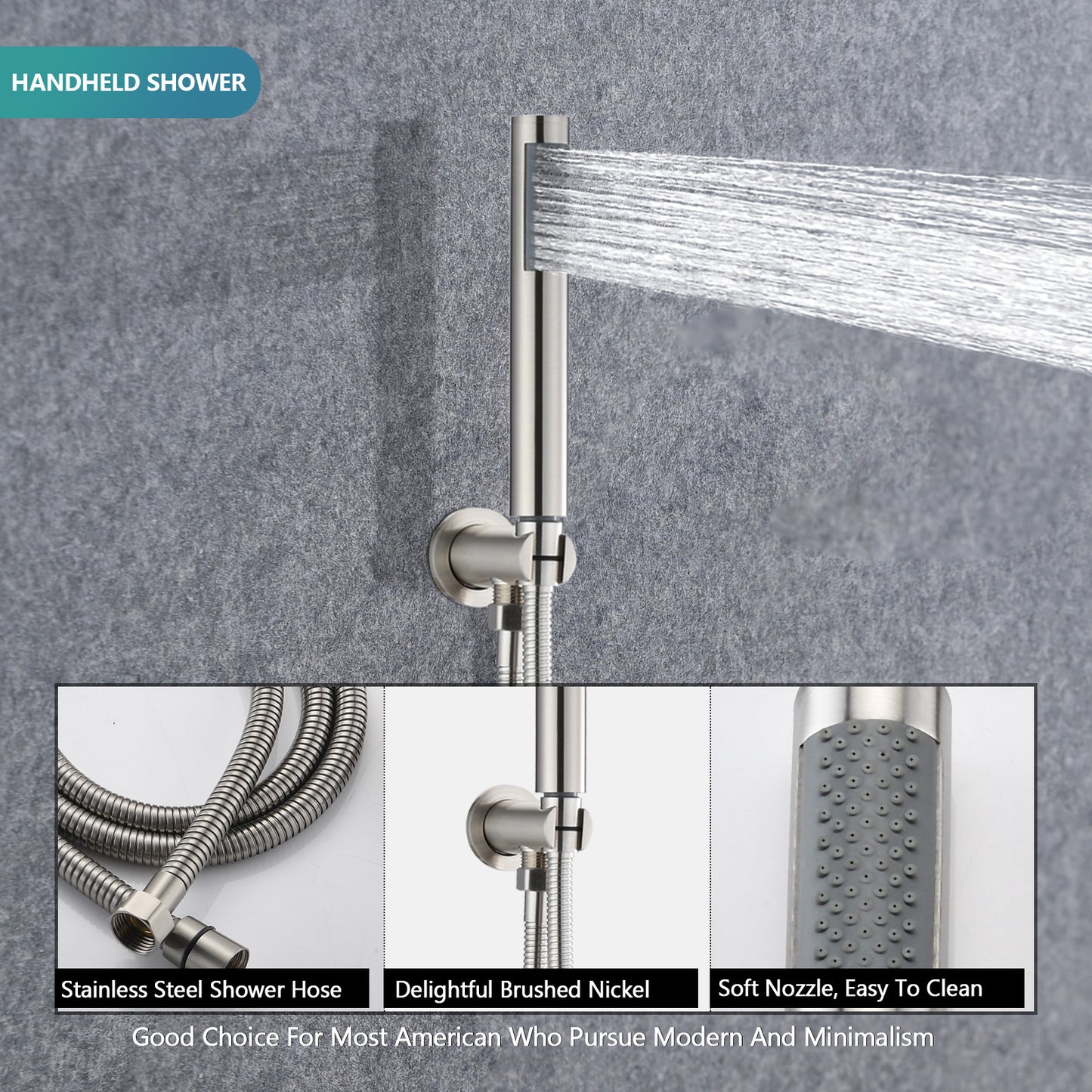 Wall Mounted Round Shower Combo Set with 10" Rain Shower head and Handheld Shower Head Set with Pressure Balancing Valve