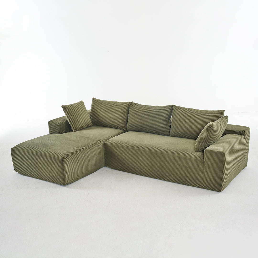 108*68 inch extra large deep modular sofa, cloud sofa 4-person sofa, can sit or lie down, living room corduroy modular sofa, no assembly required, green