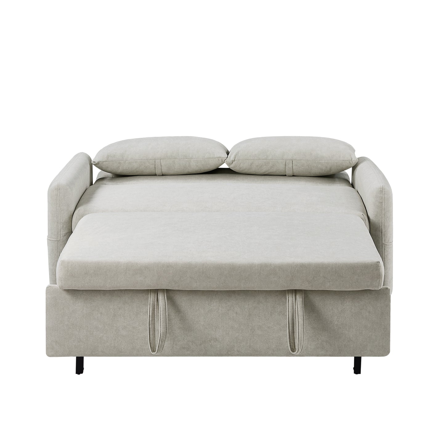 55.1" Pull Out Sleep Sofa Bed Loveseats Sofa Couch with Adjsutable Backrest, Storage Pockets, 2 Soft Pillows, USB Ports for Living Room, Bedroom, Apartment, Office, Beige (Old SKU: WF315689AAA)