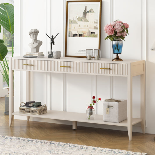 U_STYLE High-Quality Entryway Console Table with Vertical Stripe Drawers, Long Legs,Suitable for Entryway, Hallway, Living Room, Foyer, Corridor