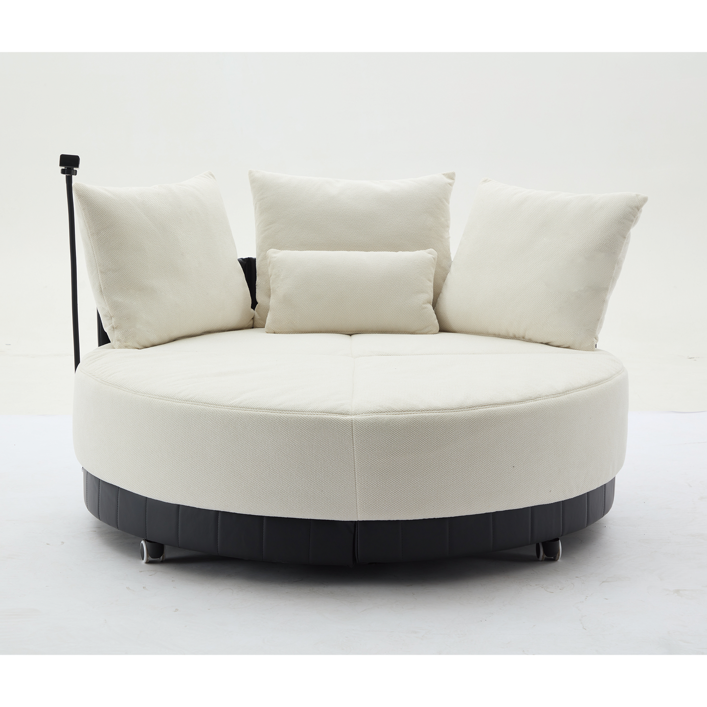 [NEW ARRIVED] [VIDEO PROVIDED]52.75'' Oversized Round Swivel  Chair,360° Swivel Chair, Couples chair,Adjustable phone stand,Swivel Chair,Rotating pulley,Polyester(Anti-Wrinkle),Beige