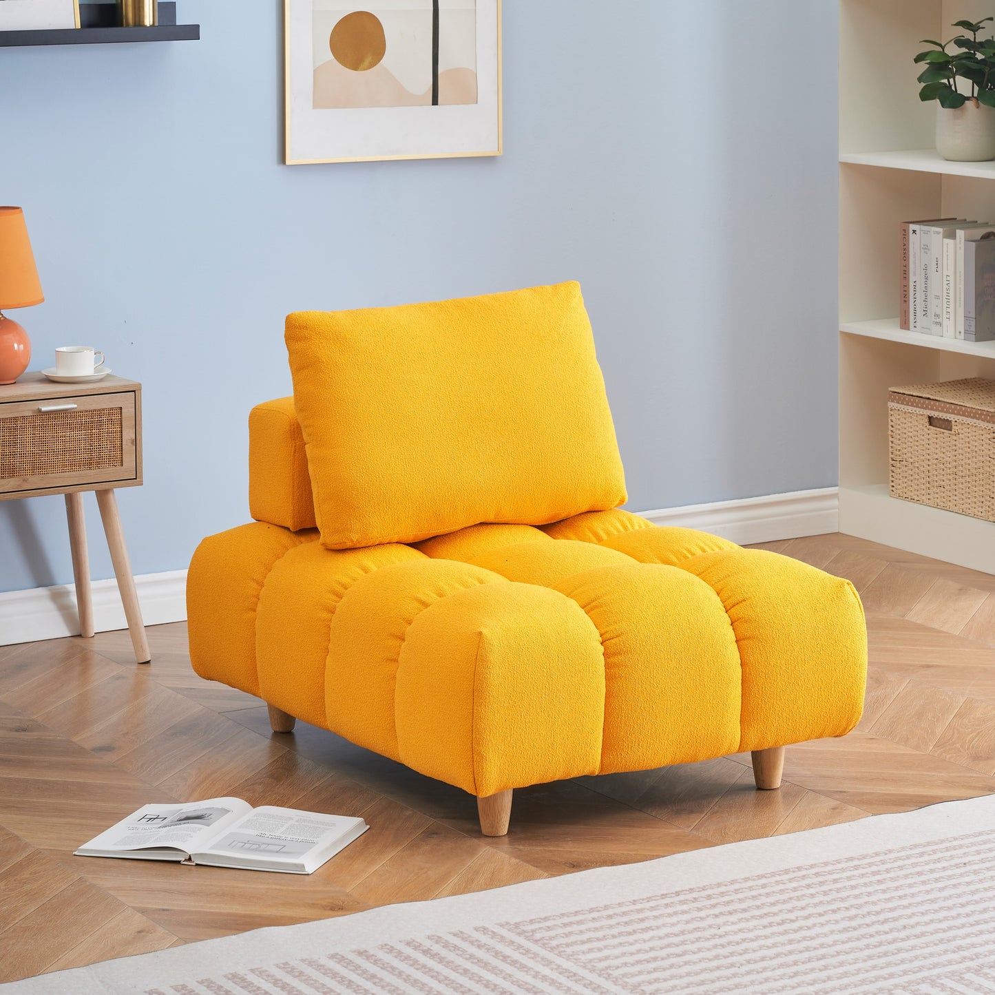 30 inches long, Teddy Sofa Fabric, with spacious and comfortable seat, for Apartment Office Living Room -Yellow