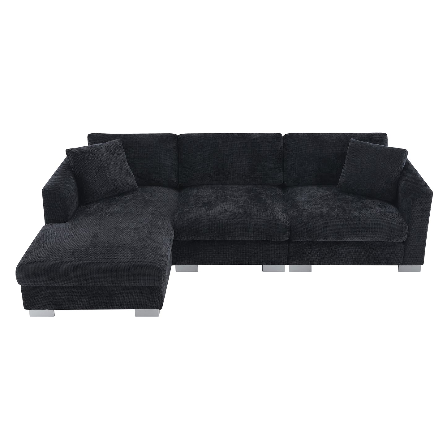 [VIDEO provided][New] 96*56" Modern Cloud Sectional Sofa,L-shaped Luxury Couch Set with 2 Free pillows,4-seat Chenille Indoor Furniture with Oversized Chaise for Living Room,Apartment,Office,3 Colors