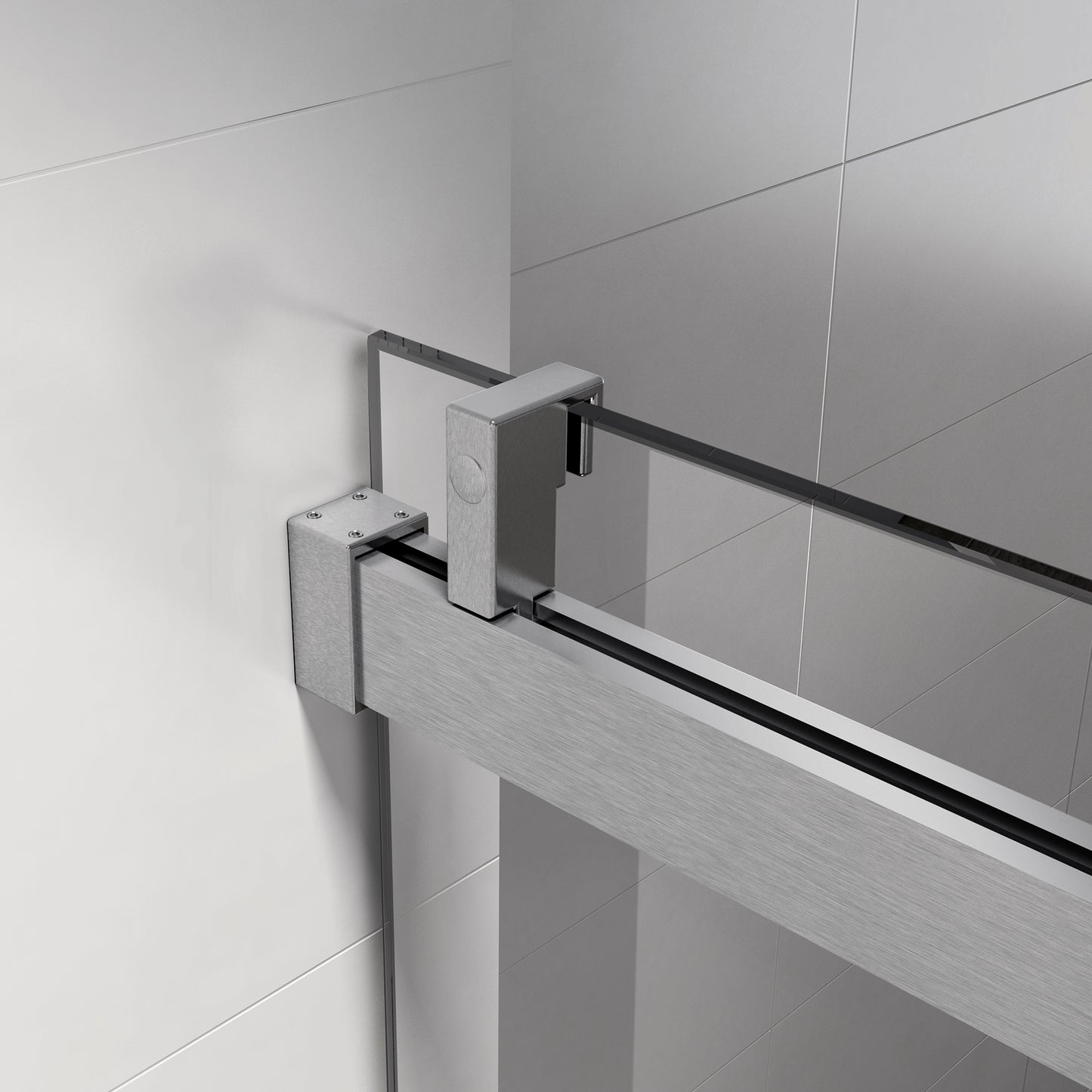 56-60 x 76 Inch Single Sliding Frameless Shower Door in Brushed Nickel with Soft-Closing and 3/8 Inch Clear Glass