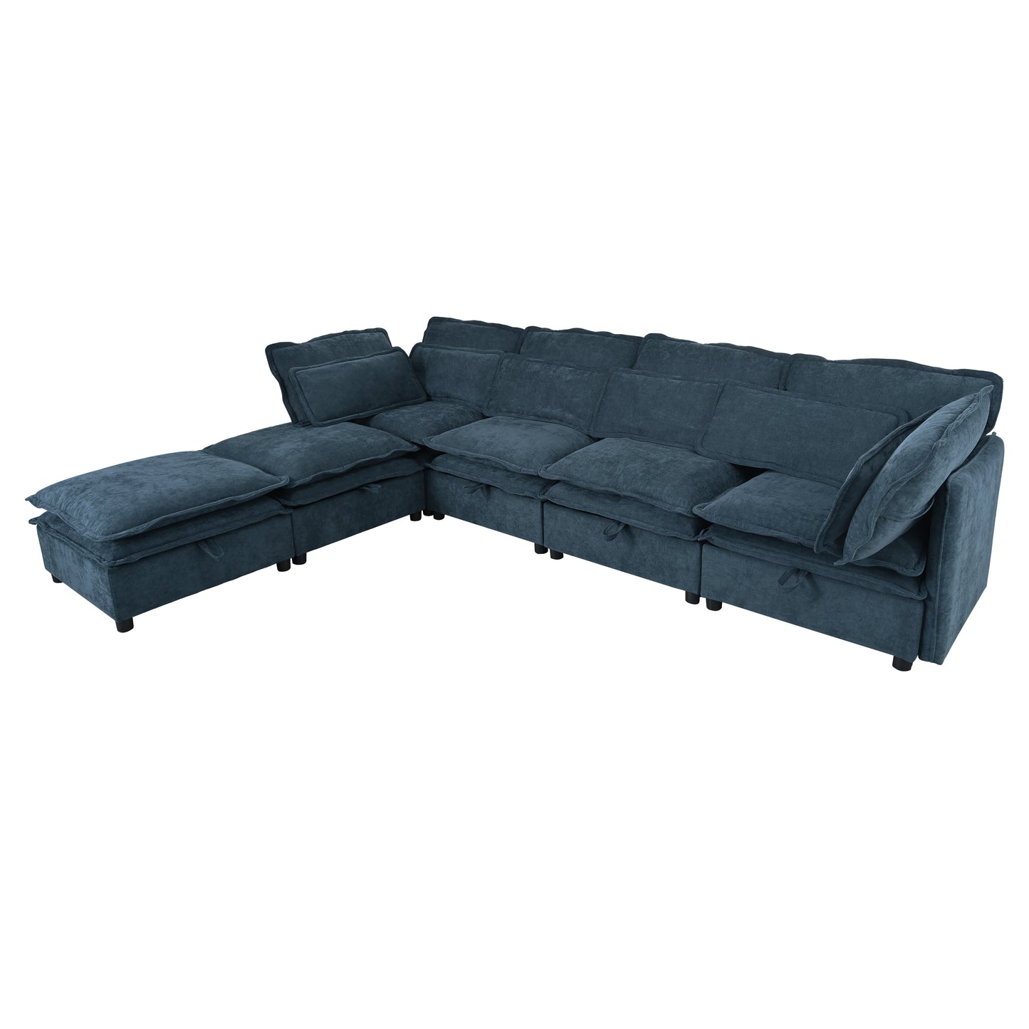 U_Style Double-Layer Cushion Modern Large U-Shaped Modular Sofa, Freely Combinable 6-Seater with Storage Function, Convertible to Sofa Bed, Perfect for Living Rooms, Offices, and Apartments