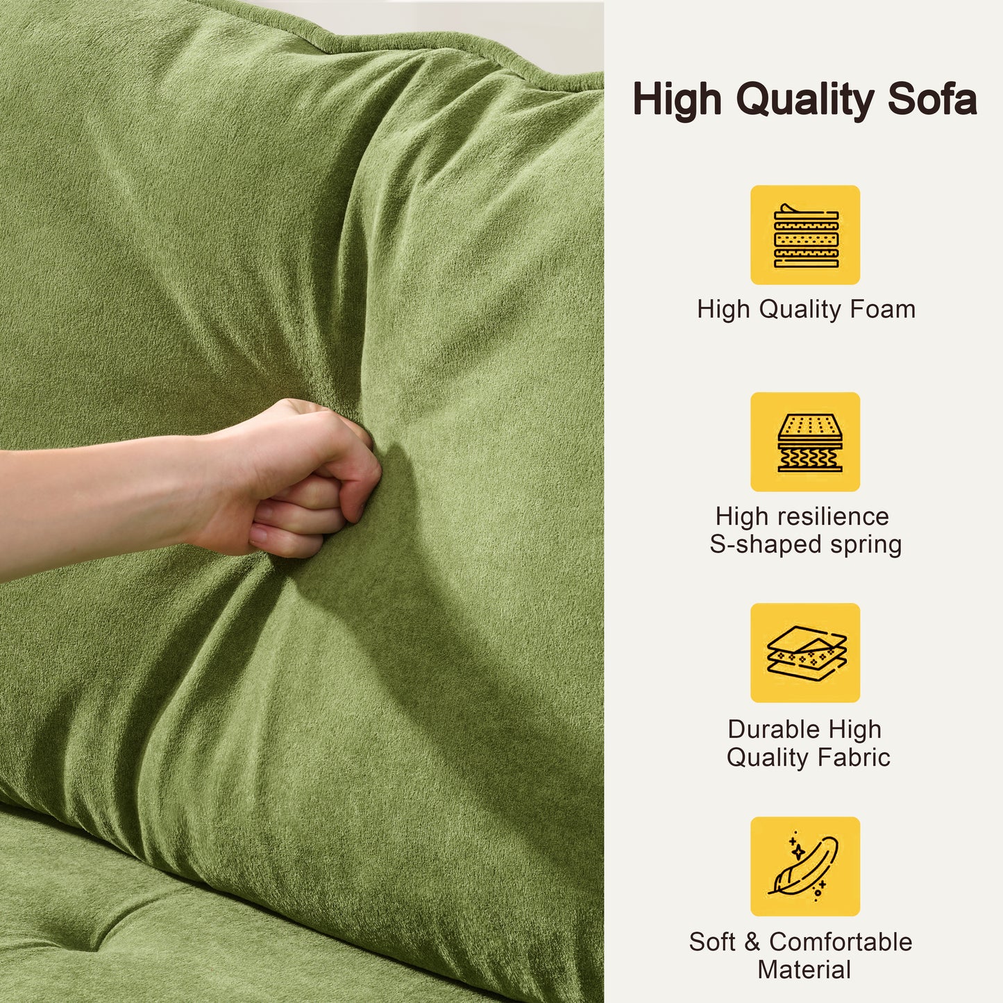 103 inch comfortable deep seated sofa with pillow, suitable for bedroom, living room, apartment, office, dormitory decoration