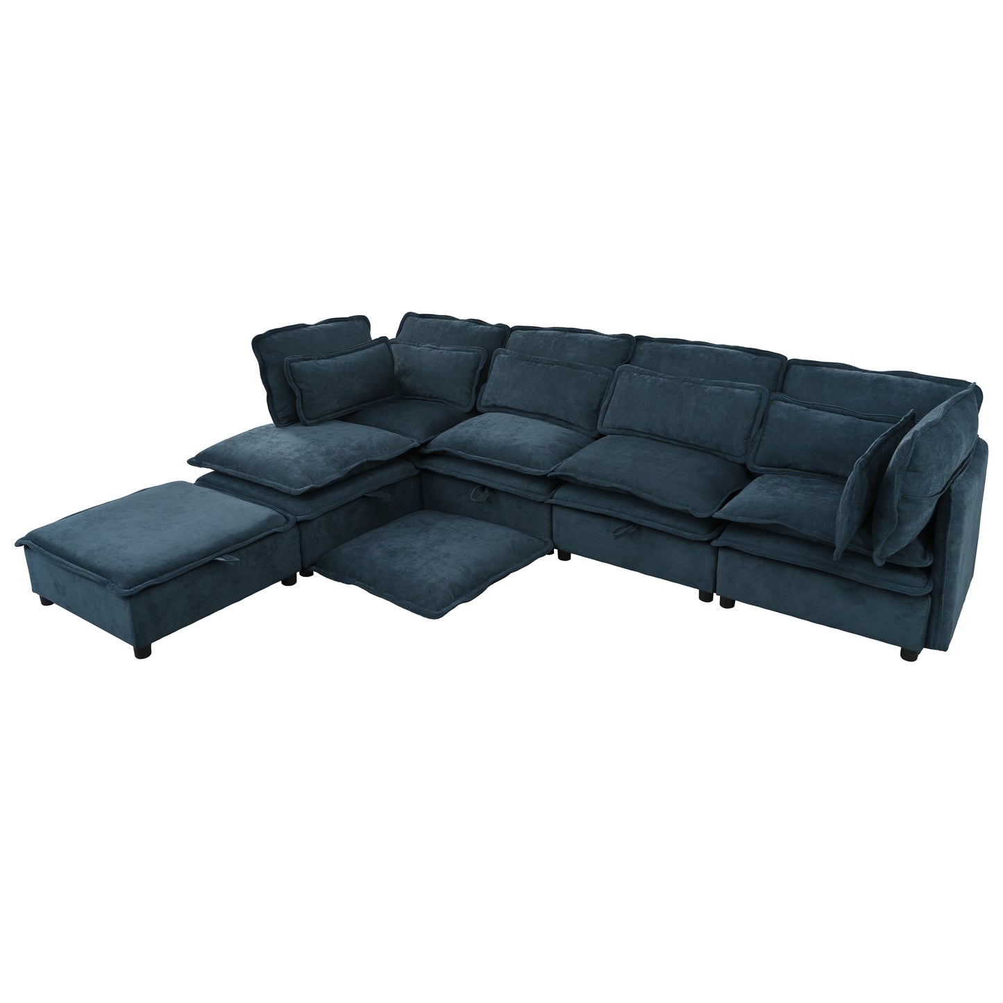 U_Style Double-Layer Cushion Modern Large U-Shaped Modular Sofa, Freely Combinable 6-Seater with Storage Function, Convertible to Sofa Bed, Perfect for Living Rooms, Offices, and Apartments