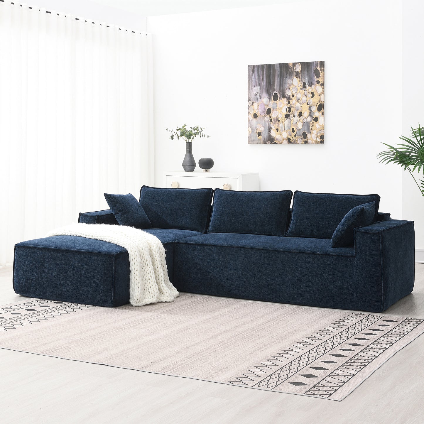 [VIDEO+New] 111.5*72" Minimalist Style Modular Sectional Sofa,Wrinkle-resistant Chenille Couch Set,L-Shaped Compressed Sofa for Living Room,2 PIC Free Combination,No Assembly Require,3 Colors